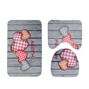 Seyurigaoka 3 Piece Bathroom Rug Suit Bath Contour Mat Toilet Rug Lid Cover