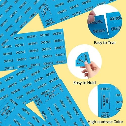 200 Pieces Auction Raffle Tickets Chinese Ticket Raffle Tickets Sheets Basket Auction Ticket Blue 4"× 9" 200 Numbers for Drink Door Prize Fundraiser Silent Carnival Penny Auction Events