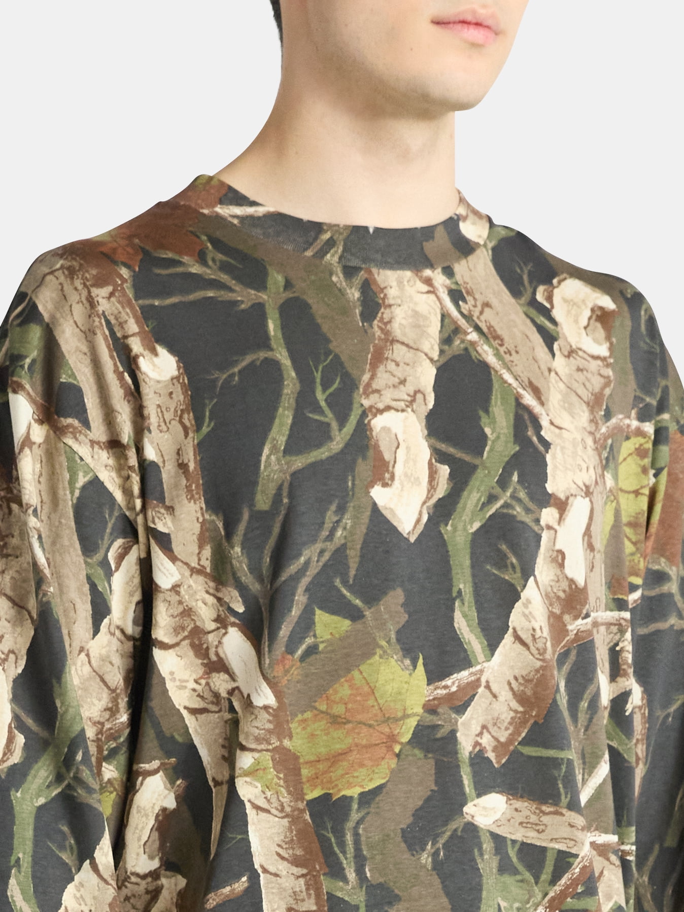 No Boundaries Cotton Oversized Tee with Long Sleeves, Men's & Big Men's
