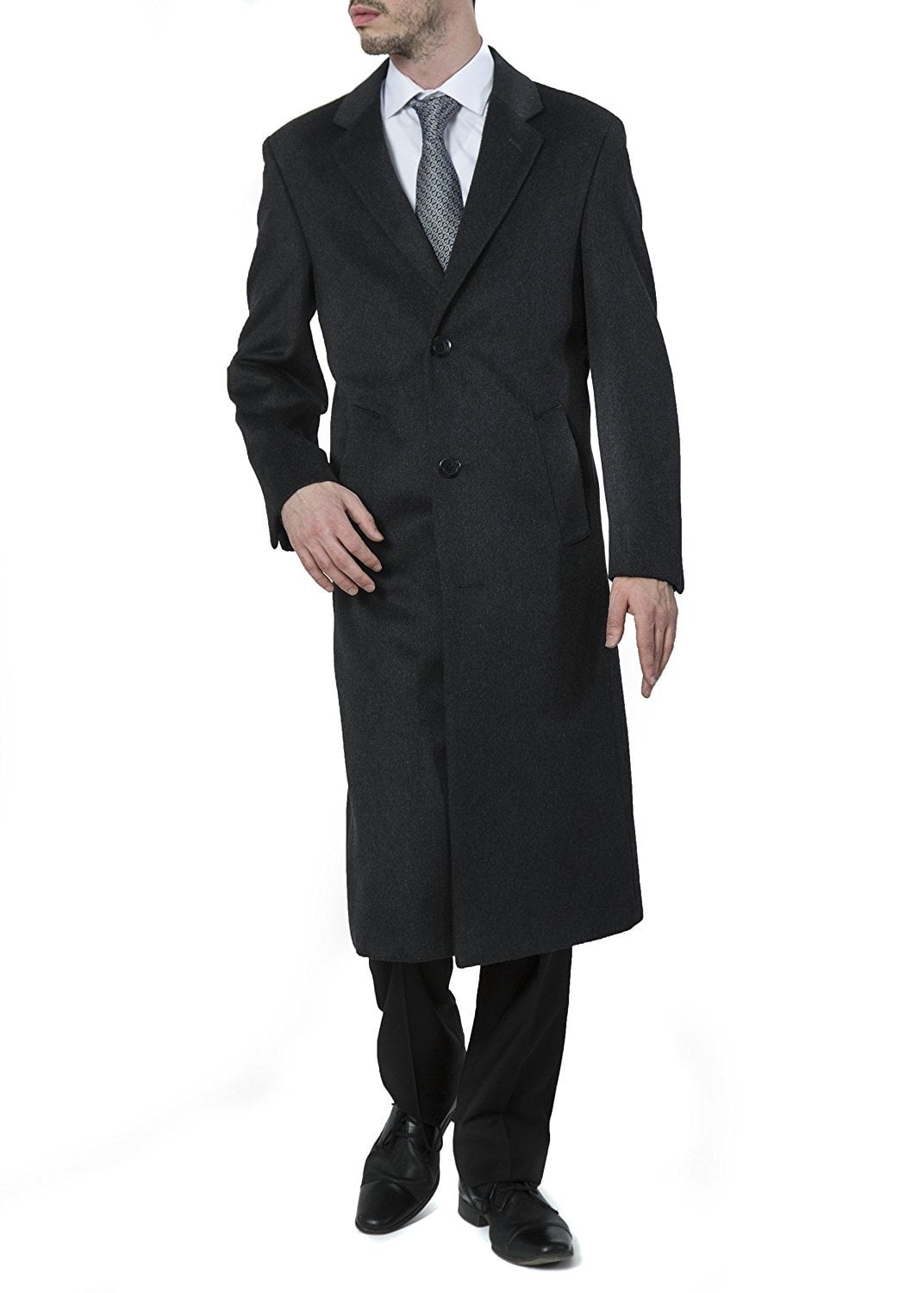 Men's Winter coat 3/4 Long Jacket Wool Cashmere Formal Evening Slim Overcoat 