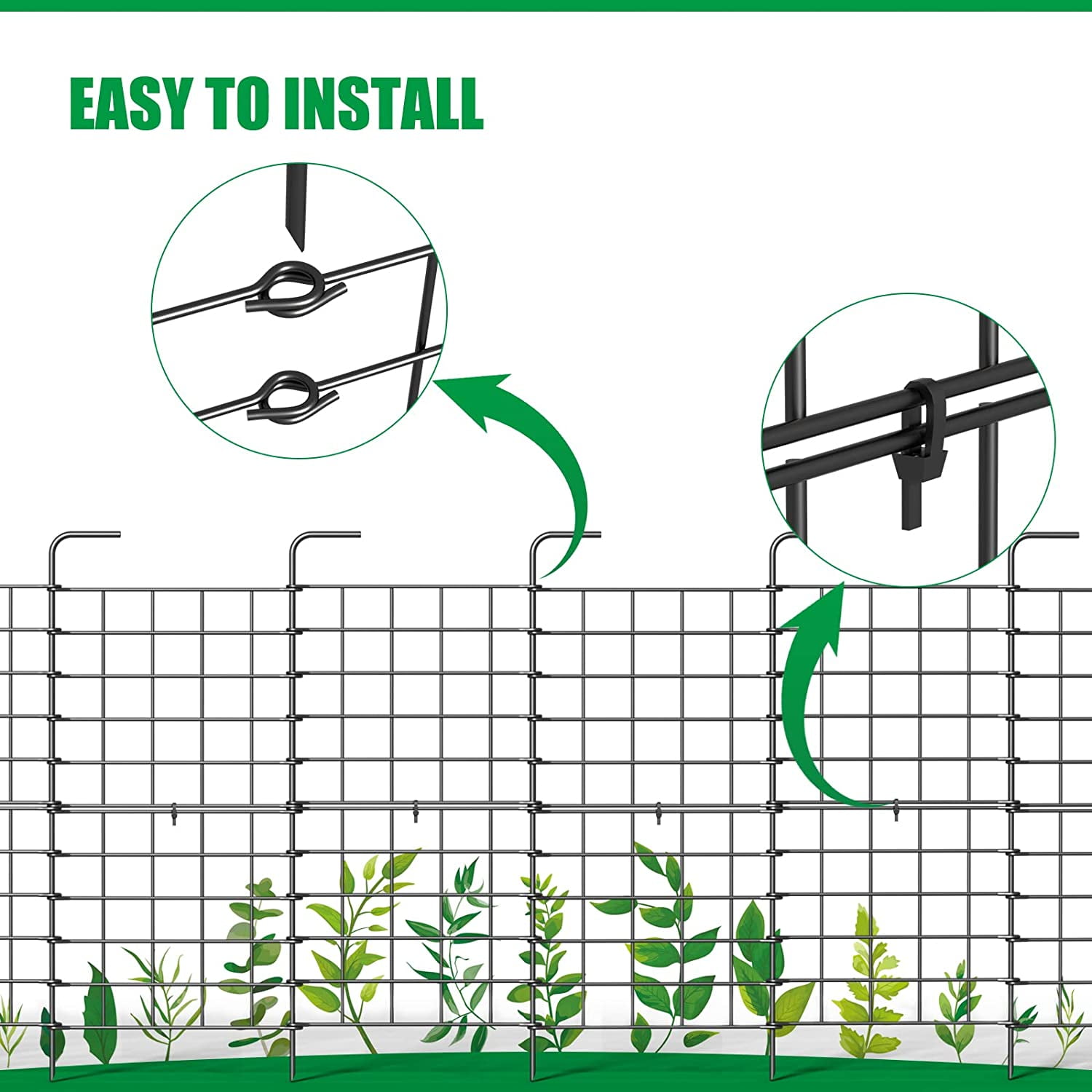 16 Panels Folding Metal Garden Border Fence – 11ft Total Length 24in Height, Rustproof Outdoor Pet Barrier for Yard, Patio & Vegetable Garden