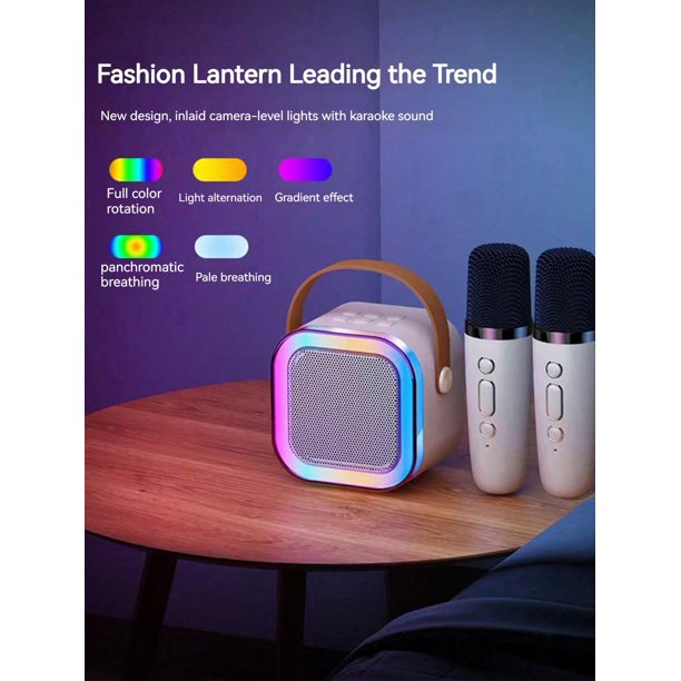 Portable Home Small BT Speaker With Single Microphone And Colorful Light Suitable For Home Singing Karaoke
