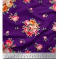 thumbnail image 1 of Soimoi Tissu en Poly Georgette Imprimé Feuilles et Roses au Mètre 52 Pouces de Large, 1 of 3
