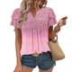 thumbnail image 2 of Camisas de Cuello de Tripulación de Manga Corta para las Mujeres Plisado Mangas de Ruffle, Cuello Redondo Casual Primavera Y Blusa de Verano, 2 of 7