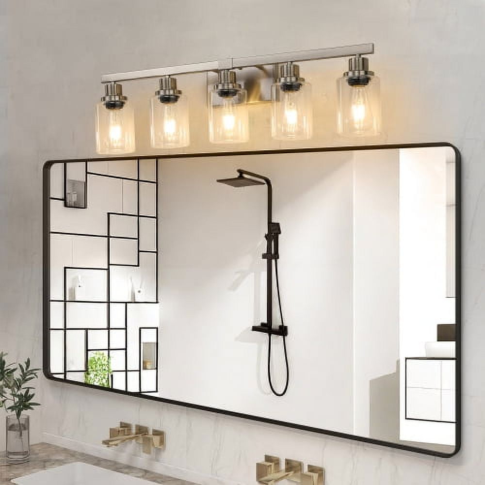 ACE-LIGHTS,Modern 5-Light Bathroom Vanity Light Fixture with Clear Glass Shades & Brushed Nickel Finish,Perfect for Bathroom,Dressing room,Living Room,Bedroom(Brushed Nickel)