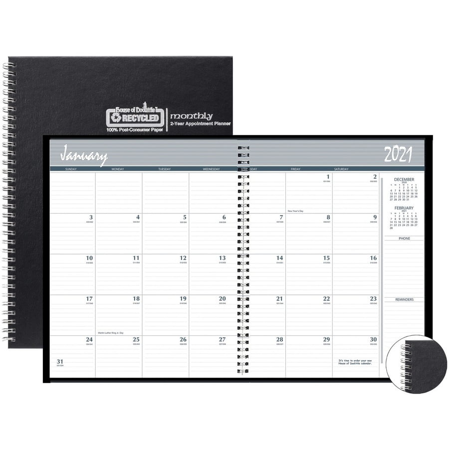 8.5 x 11 Inches HOD26002-18 December Monthly Black Cover January House of Doolittle 2018 Economy Calendar Planner