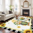 thumbnail image 3 of Summer Dwarfs Washable Living Room Rugs 5'x7', Yellow Sunflower Daisy Black Plaid Field Low Pile Throw Large Area Rugs Non-Slip Sturdy Edge Binding Carpet for Dining Room Bedside Kitchen, 3 of 9
