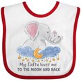 thumbnail image 3 of Inktastic My Safta Loves Me to the Moon and Back Elephant Family Boys or Girls Baby Bib, 3 of 4