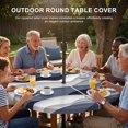 thumbnail image 2 of Round Outdoor Tablecloth with Umbrella Hole and Zipper, Navy Blue Ombre Fitted Table Cover with Elastic Edge for 31-35 Inch, Modern Geometric Moire Abstract Art Waterproof Patio Tablecoths for Picnic, 2 of 9