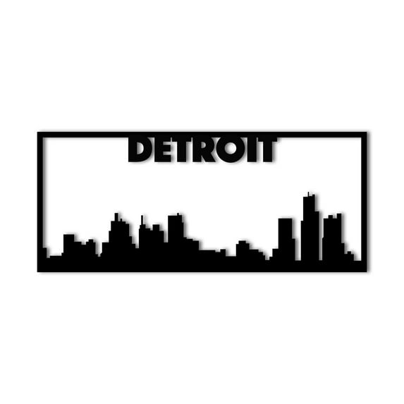 Detroit City Skyline Landscape - Beautiful Solid Steel Home Decor Decorative Accent Metal Art Wall Sign