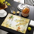 thumbnail image 3 of Watercolor Floral Placemats Set of 6, Yellow Flower Hummingbirds Botanical Spring Placemats for Dining Table, Place Mats for Kitchen Tabletop, Waterproof Wipeable Dining Table Mats Set, 3 of 9