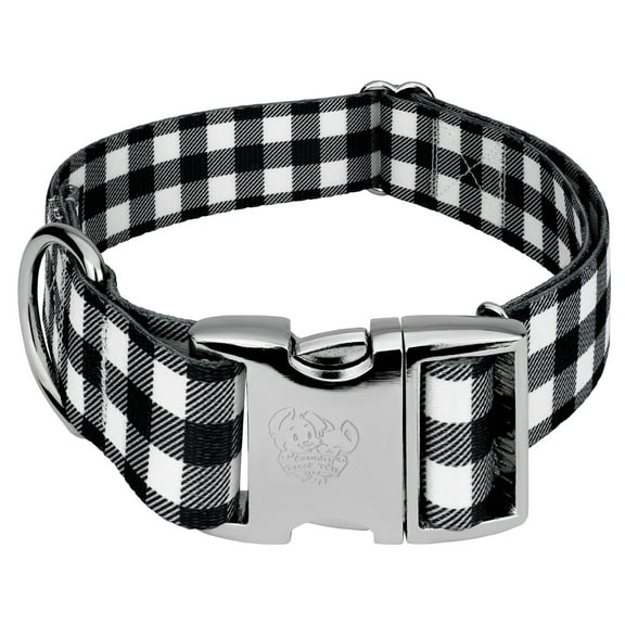 Country Brook Petz® 1 1/2 inch Premium Black & White Buffalo Plaid Dog Collar, Medium
