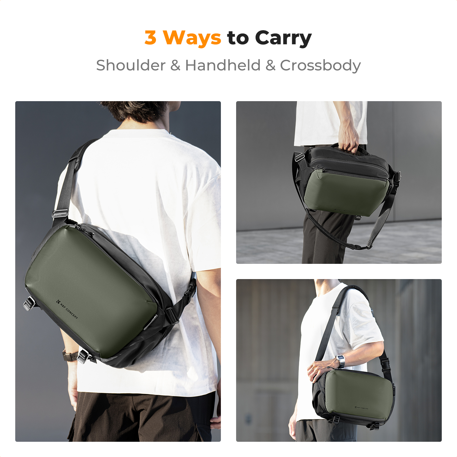 K&F CONCEPT 2 in 1 Sling Bag 12L Everyday Shoulder Bag & Multifunction Photography Crossbody Camera DSLR Backpack Portable Bag, Green