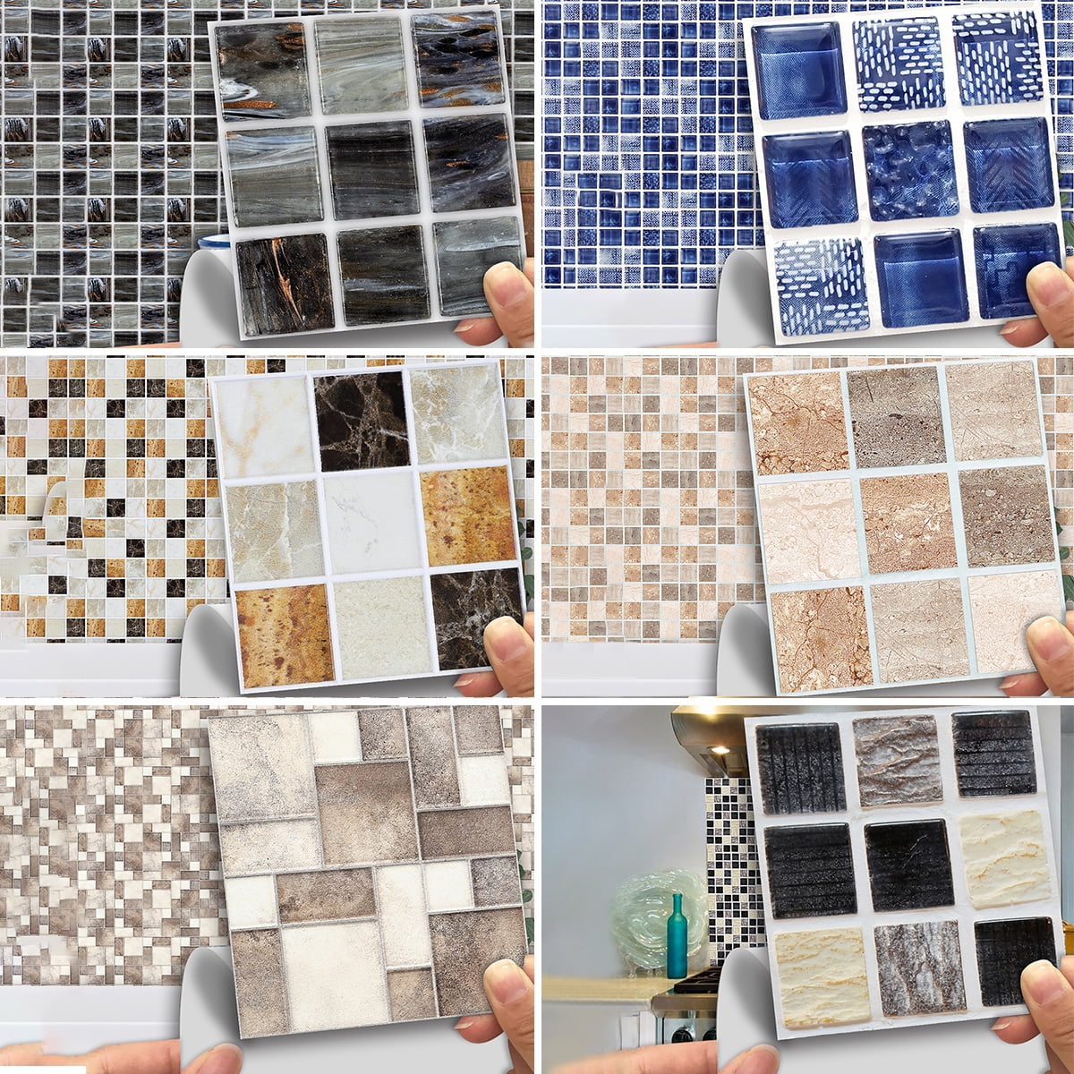 Waterproof Mosaic Kitchen Tile Sticker Bathroom Self-adhesive Wall Decal Sticker Waterproof Mosaic Kitchen Tile Sticker Bathroom Self-adhesive Wall Decal Sticker