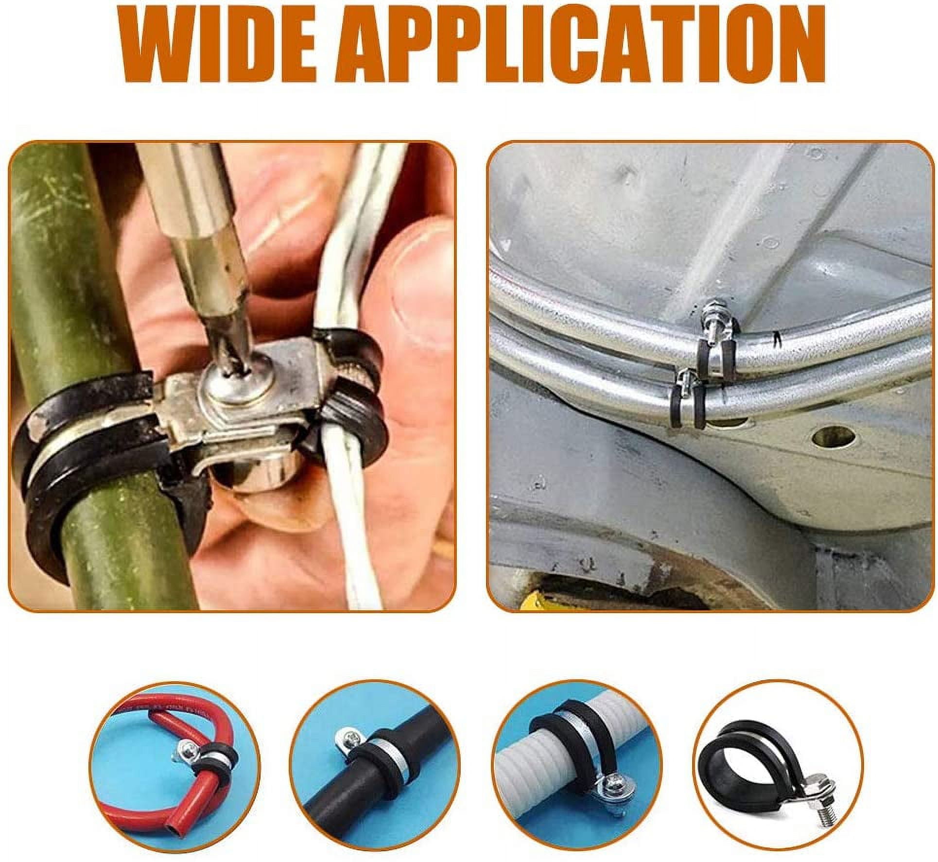 LOKMAN 20 Pack 1/2 Inch Stainless Steel Cable Clamp, Rubber Cushioned Insulated Clamp Metal Clamp Tube Holder For Tube Pipe Or Wire Cord Installation