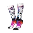 thumbnail image 2 of Vsdgher Cool Colorful Wolf Print Thigh High Socks Extra Long Stretchy Sock Women Over Knee High Opaque Stocking Daily Wear, 2 of 5