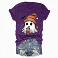thumbnail image 5 of TOWED22 Fall Shirts for Women Cute Ghost with Coffee Pumpkin Graphic Casual Halloween Tee Autumn Thanksgiving Tops(Purple,XXL), 5 of 6