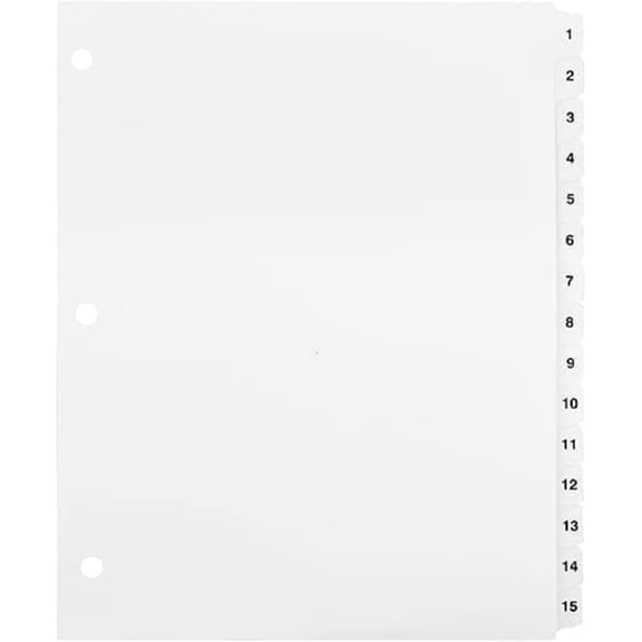 Exhibitindexes® 1-15 Side Tab Dividers 3 Hole Punched