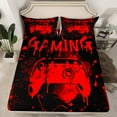 thumbnail image 2 of Erosebridal Full Size Gamer Sheet Set,Gaming Bed Sheets Teens,Gamepad Console Gamer Fitted Sheet Video Game Room Decor,Red and Black Tie Dye Bedding Set, 2 of 5