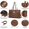 thumbnail image 3 of Bolsa para portátil LOVEVOOK Vintage Leather Works 15.6 pulgadas, marrón para mujer, 3 of 8