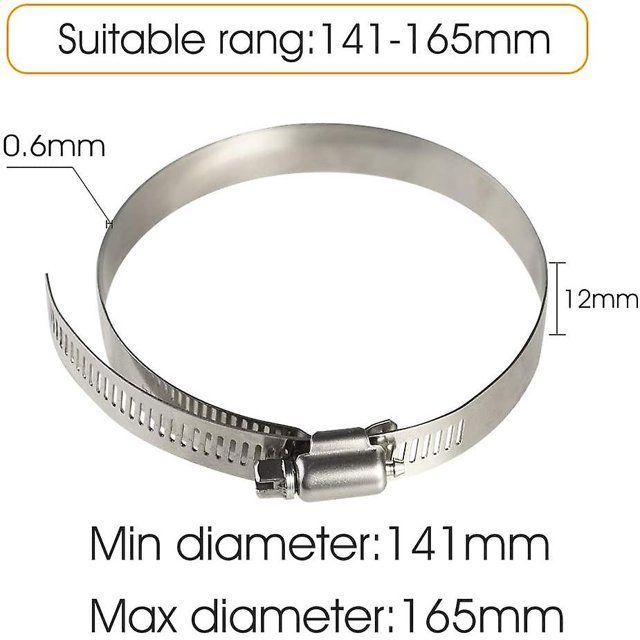 4 Uds. Abrazadera de manguera ajustable de acero inoxidable de 150mm para fijar tubos de manguera flexibles (141mm-165mm) Banban ZefeiWu 8390615877930