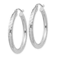 thumbnail image 2 of Auriga 925 Sterling Silver Rhodium-plated 3.00mm Diamond-cut Hoop Earrings for Women, 2 of 6