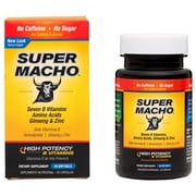 Super Macho Vitamin B Supplement with 7 B Vitamins, Amino Acids, Ginseng & Zinc for Adult Males,  50 Count
