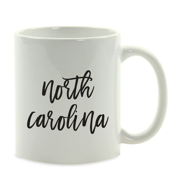 Koyal Wholesale Black Calligraphy North Carolina US State Ceramic Coffee Mug