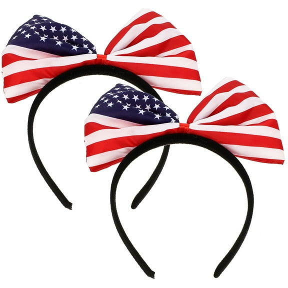 Eease 2pcs Patriotic Headband American Flag Bow Headband 4th of July Hair Accessory Independence Day Decorations