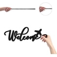 thumbnail image 3 of Word Cutout Sign Welcome Wood Wall Decor Letter Sculpture Aircraft Welcome Sign Black Wooden Laser Unfinished Slices Crafts DIY Wall Home Ornaments Art Decor for Personalized 11.3x4Inch, 3 of 6