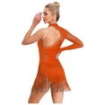 thumbnail image 2 of Oyolan Women's Ballroom Dance Outfit One Shoulder Fringed Tango Salsa Latin Dance Dress Orange XXL, 2 of 5