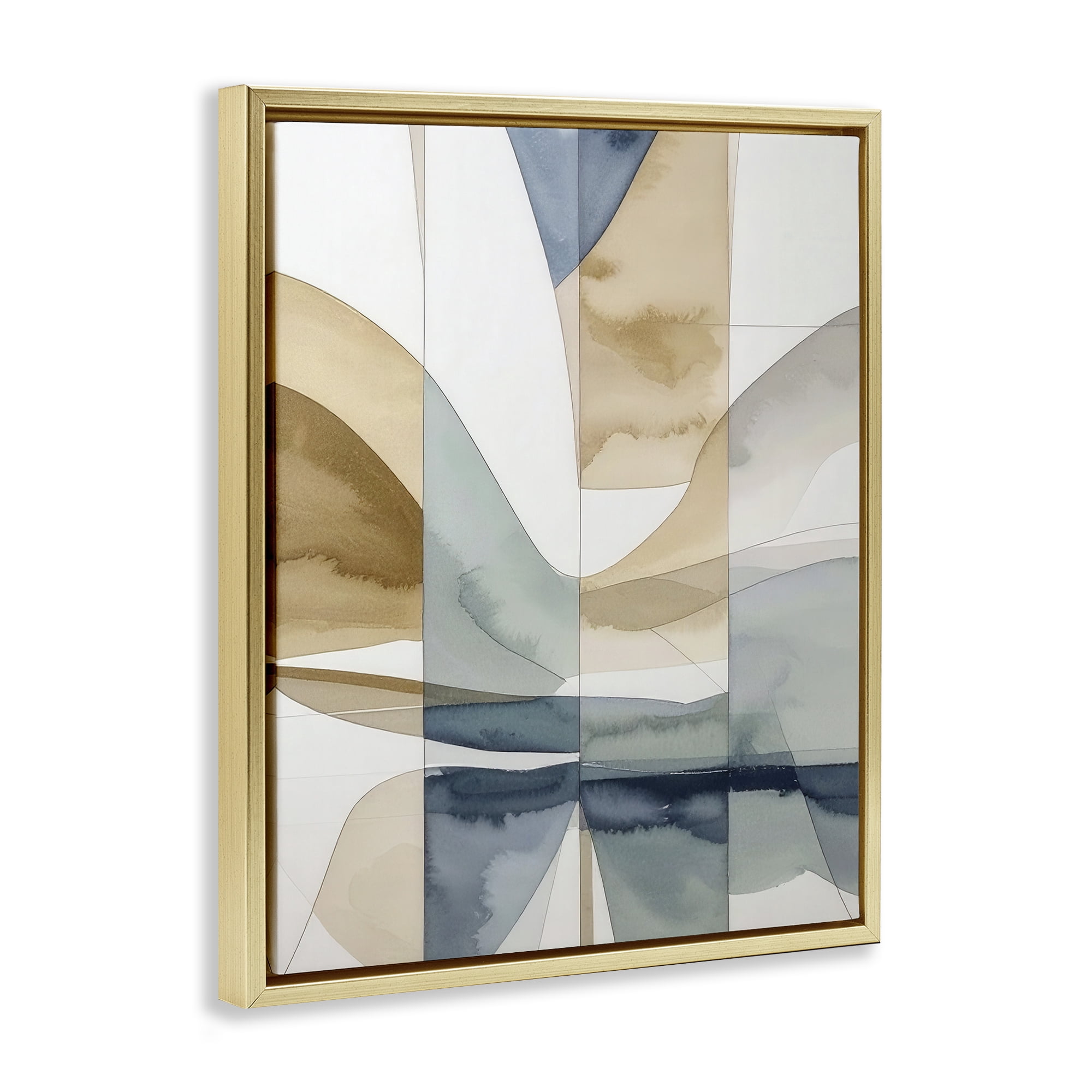 Stupell Industries Geographic Fluid Abstraction Gold Framed Floater Canvas Wall Art, design by Alonza Saunders