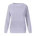 thumbnail image 4 of Women's Hoodless Sweatshirt Long Sleeve Pocket Pullover Casual Crewneck Lightweight Sweater, 4 of 4