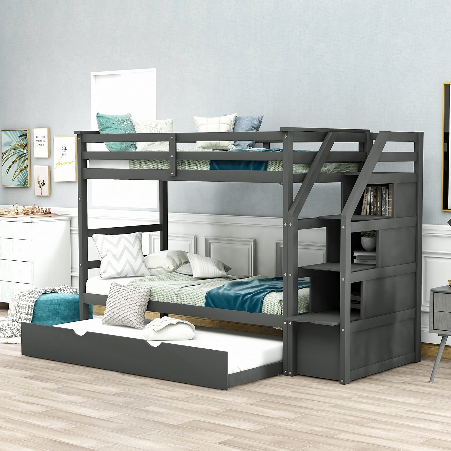 Twin Over Bunk Beds Frame, Holmes Twin Over Full Bunk Bed Espresso