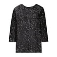 thumbnail image 6 of Mikilon Women's Long Sleeve Sequin Dress Casual Round Neck Loose Dress Fashion Short Dress, 6 of 8