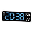 thumbnail image 3 of Reloj de pared LED, reloj de escritorio colgante con temperatura, pantalla grande, decoración de pared semanal azul claro blanco, 3 of 9