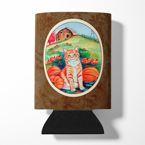 Tabby Cat in Pumpins Can or Bottle Hugger