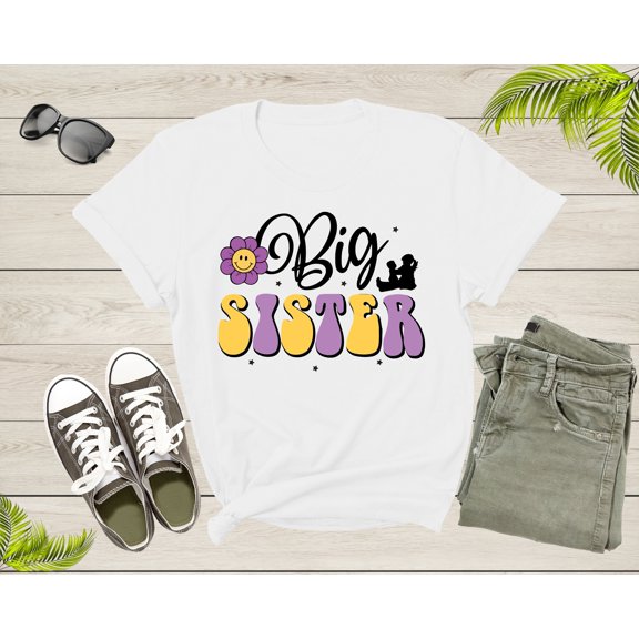 Funny Retro Big Sister Gift Present For Girl Teenager Women T-Shirt Big Sister Lover Graphic Design T Shirt for Girls Teens Tshirt