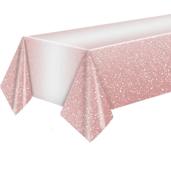 53.9X108 in Sequin Table Cloths,Durable Rectangle Plastic Tablecloths for Party,Rose Gold Disposable Plastic Table Cloths for Bachelorette Shower,Birthday