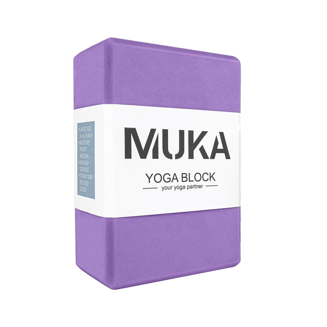 Muka Yoga Block Purple Stretching & Exercise EVA Foam Blocks Soft Non-Slip Surface for Pilates Meditation 9x6x4 Inch
