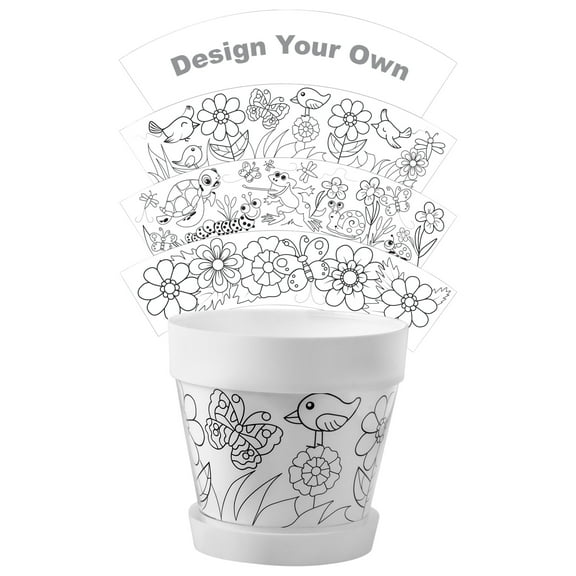 Snapins Design Your Own Plastic Flower Pot, Includes 4 Inserts