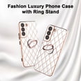 thumbnail image 2 of for Samsung Galaxy S22 Case with Ring Holder Stand Luxury Glitter Plating Gold Edge 360 Rotation Kickstand Phone Case for Women Shockproof Soft Flexible TPU Protective Cover Case-White, 2 of 12