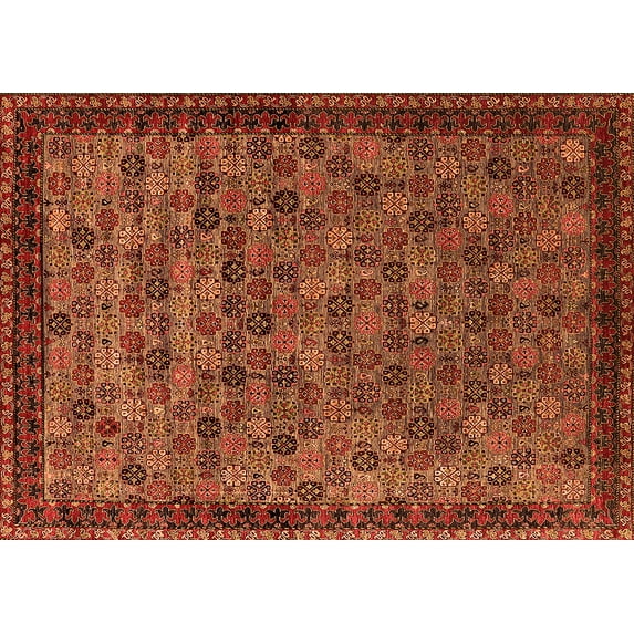Ahgly Company Indoor Rectangle Oriental Orange Industrial Area Rugs, 8' x 12'