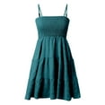 thumbnail image 5 of RMGVDSD Summer Dresses For Women Casual Dress Spaghetti Strap Sleeveless Smocked Mini Dress Solid Color Beach Vacation Flowy A-Line Sundress Everyday Sundress, 5 of 6
