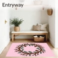 thumbnail image 3 of ODIKA 5'x7' Machine Washable Non-Slip Area Rug, Reindeer Antler Wreath Door with Pine Cone Accents High Traffic Rug, Pink, 738063, 3 of 7