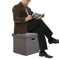 thumbnail image 4 of Pequeño Organizador Asiento Almacenamiento Reposapiés Pie Plegable Otomano Con Tapa Esponja 11.81x11.81x11.81 Pulgadas Plegables Pequeñas Otomanas para Sala Estar en Casa Oficina, 4 of 9