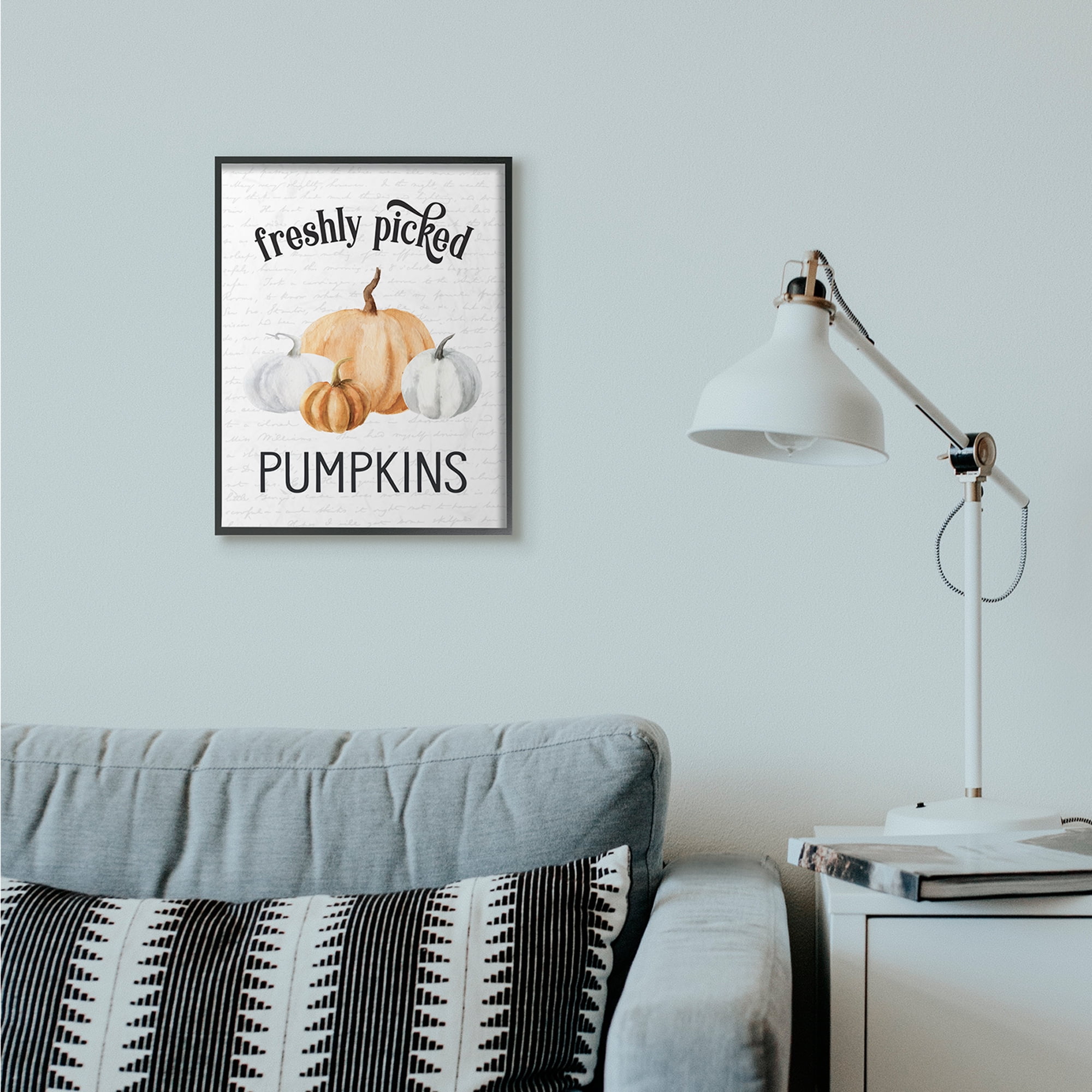Stupell Industries Freshly Picked Pumpkins Autumn Fall Seasonal Design Framed Wall Art by Lettered and Lined