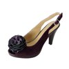 Women's Plum Purple Sassy Slingback High Heel Shoes with Floral Accent - Size 8