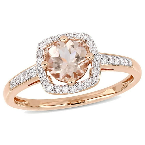 4/5 Carat (ctw) Morganite Ring 10K Rose Pink Gold with Diamonds