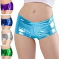 thumbnail image 4 of Women's Shining Metallic Booty Shorts Low Waist Rave Dance Festival Costumes, 4 of 14